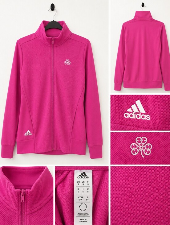 adidas Tops - Adidas Pink Full Zip Athletic Jacket Textured Track Jacket Women’s S